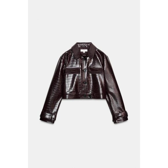 ZARA SHORT ANIMAL EMBOSSED FAUX LEATHER JACKET - Picture 4 of 6